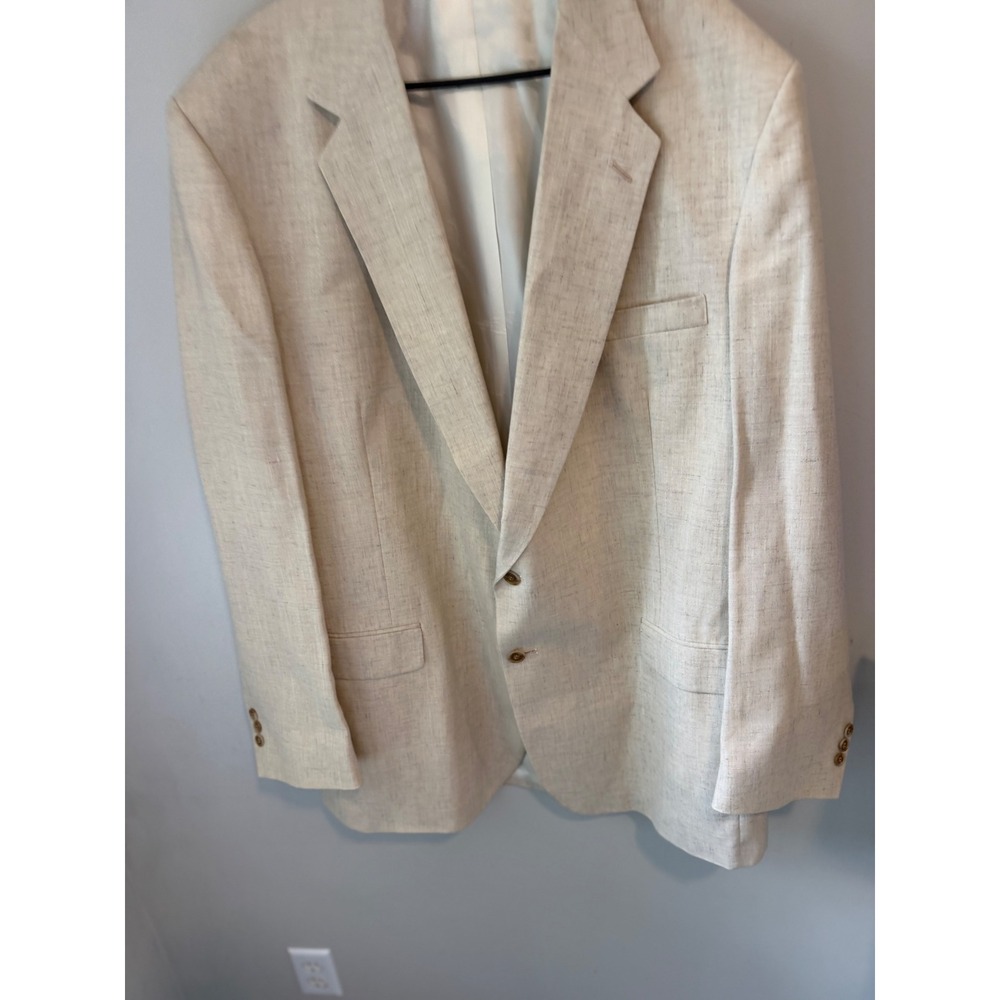 Towncraft Mens Beige Linen Blend Blazer Sport Coat 48XL Made in USA Oatmeal